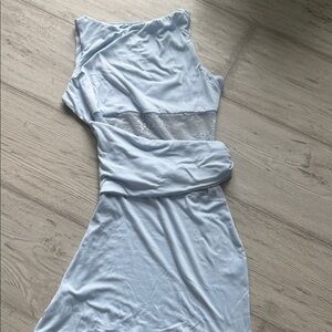 Elegant Light Blue Sleeveless Dress